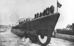 Launching of submarine Cabrilla, Portsmouth Navy Yard, Kittery, Maine, United States, 24 Dec 1942