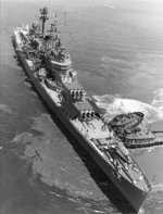 Canberra moving into position for the International Naval Review, in Hampton Roads, Virginia, United States, 12 Jun 1957