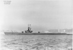 Port view of USS Capitaine off Mare Island Navy Yard, Vallejo, California, United States, 17 Dec 1946