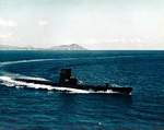 USS Carbonero underway off Hawaii, United States, date unknown; note Diamond Head in background