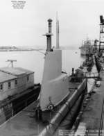 USS Charr at Mare Island Naval Shipyard, California, United States, 9 Nov 1951, photo 1 of 2; note USS Baya and USS Montrose nearby