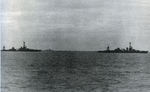 USS Louisville towing disabled USS Chicago, Battle of Rennell Island, 30 Jan 1943