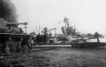 French cruiser Colbert scuttled at Toulon, France, circa 27 Nov 1942