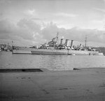 Cumberland in Grand Harbour, Malta, 8 Jan 1946