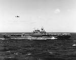 TBF Avenger aircraft flew above Enterprise during Gilbert Islands campaign, 22 Nov 1943