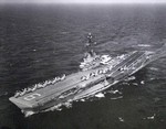 USS Essex underway, 22 Jun 1967; note 12 S-2E Tracker aircraft and 4 E-1B Tracer aircraft on board