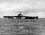 Franklin in the Mariana Islands, 1 Aug 1944; photograph taken from carrier Hornet