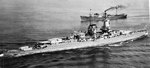Panzerschiff Admiral Graf Spee in the English Channel, Apr 1939, photo 2 of 3; note Arado Ar 196 A-1 floatplane her catapult