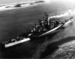 USS Guam in the Delaware River, United States, circa Jan 1945