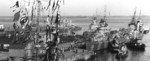 Destroyers USS Tillman, USS Beatty, USS Hobson, USS Anderson, USS Hammann, and USS Mustin at Charleston Navy Yard, South Carolina, United States, Jan 1942