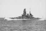 Battleship Haruna undergoing post-modernization trials, 28 Aug 1934