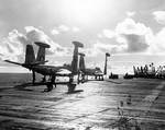 Banshee jet fighters aboard Hornet, 1 Oct 1954