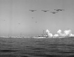 US Navy Destroyer Squadron 20 maneuvering off San Diego, California, United States, 14 Sep 1936; note destroyers Dewey, Hull, and Macdonough, with PBY-1, P2Y, and PM-1 aircraft above