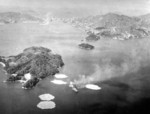 Hyuga under air attack, Kure, Japan, 24 Jul 1945