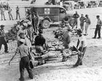 Some of the 93 Indianapolis survivors delivered to Peleliu by the USS Cecil J Doyle, 4 Aug 1945