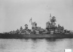 Starboard side amidships view of USS Iowa, New York Navy Yard, New York, United States, 9 Jul 1943