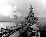 USS Iowa bombarding communist positions, Korea, 1952