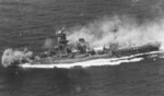 Hybrid battleship-carrier Ise under attack at Battle off Cape Engaño, 25 Oct 1944
