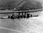 Iwate sunken at Kure, Japan, Oct 1945; photo taken by USS Siboney aircraft
