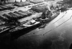 Jean Bart viewed from an aircraft of USS Ranger, Casablanca, French Morocco, 8 Nov 1942, photo 2 of 3