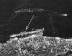 RAF reconnaissance photo showing Köln moored in the Fætten Fjord northeast of Trondheim, Norway, 19 Jul 1942, photo 1 of 3
