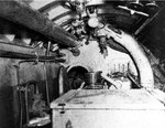 Engine room of a Koryu type submarine, looking forward, Oct-Dec 1945, copied from the U.S. Naval Technical Mission to Japan Report S-01-7, Jan 1946, pg 119, fig 130