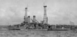 Greek battleship Lemnos at Constantinople, Turkey, circa 1919; note Greek torpedo boat Dafni alongside