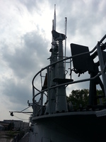 View of radar equipment and periscopes aboard museum ship Ling, Hackensack, New Jersey, United States, 31 Aug 2013