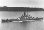 US battleship Massachusetts leaving Puget Sound Navy Yard, Washington, United States following a wartime refit, 11 Jul 1944, photo 3 of 3