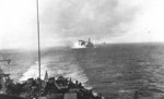 Battleship Massachusetts bombarding Kamaishi, Iwate, Japan, 9 Aug 1945