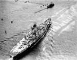 Battleship Massachusetts entering Boston Harbor, Massachusetts, United States, 12 May 1942