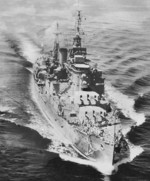 HMS Mauritius underway, 1946