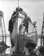 Launching of light cruiser Miami, William Cramp and Sons, Philadelphia, Pennsylvania, United States, 8 Dec 1942