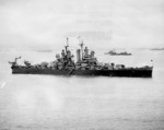 USS Miami in an anchorage somewhere in the Pacific Ocean, Sep-Oct 1945; photo taken from USS Antietam