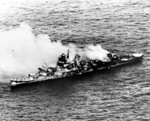 Mikuma burning after being bombed by Enterprise