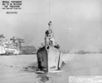 Bow view of USS Mingo departing Mare Island Naval Shipyard, California, United States, 20 Jul 1945