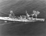 USS Minneapolis firing her 8-in main guns during gunnery practice, 29 Mar 1939