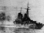Light cruiser Molotov firing her guns, circa 1941-1942