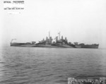 USS Montpelier at Mare Island Navy Yard, California, United States following overhaul, 18 Oct 1944, photo 2 of 2; note camouflage Measure 32, Design 11a