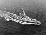 Nevada underway off the US Atlantic coast while en route from New York to Norfolk, Virginia, 17 Sep 1944