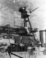 Superstructure of USS New York, late 1938 or early 1939; note XAF radar antenna atop the pilot house