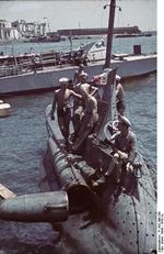 Italian midget submarine at Sevastopol, Russia (now Ukraine), circa 1942