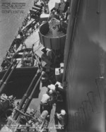 View of port side 40mm Bofors mount aboard USS North Carolina, Pearl Harbor Navy Yard, US Territory of Hawaii, 15 Nov 1942