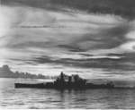 USS North Carolina at US Territory of Hawaii at dusk, 15 Oct 1942