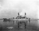 Oklahoma off the Philadelphia Navy Yard after modernization, 21 Aug 1929