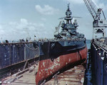 Pennsylvania drydocked in an Advanced Base Sectional Dock, circa 1944