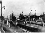 American submarines USS Shark, USS Permit, USS Perch, USS Porpoise, USS Tarpon, and USS Pike at San Diego, California, United States, circa 1939, photo 2 of 2