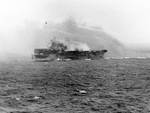 Princeton burning after Japanese attack off Leyte, 24 Oct 1944, 3 of 4