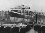 RMS Queen Elizabeth under construction, Clydebank, Scotland, United Kingdom, 1937-1938