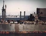 SS President Adams (foreground) and USS Quincy (background) off New Caledonia, 4 Aug 1942